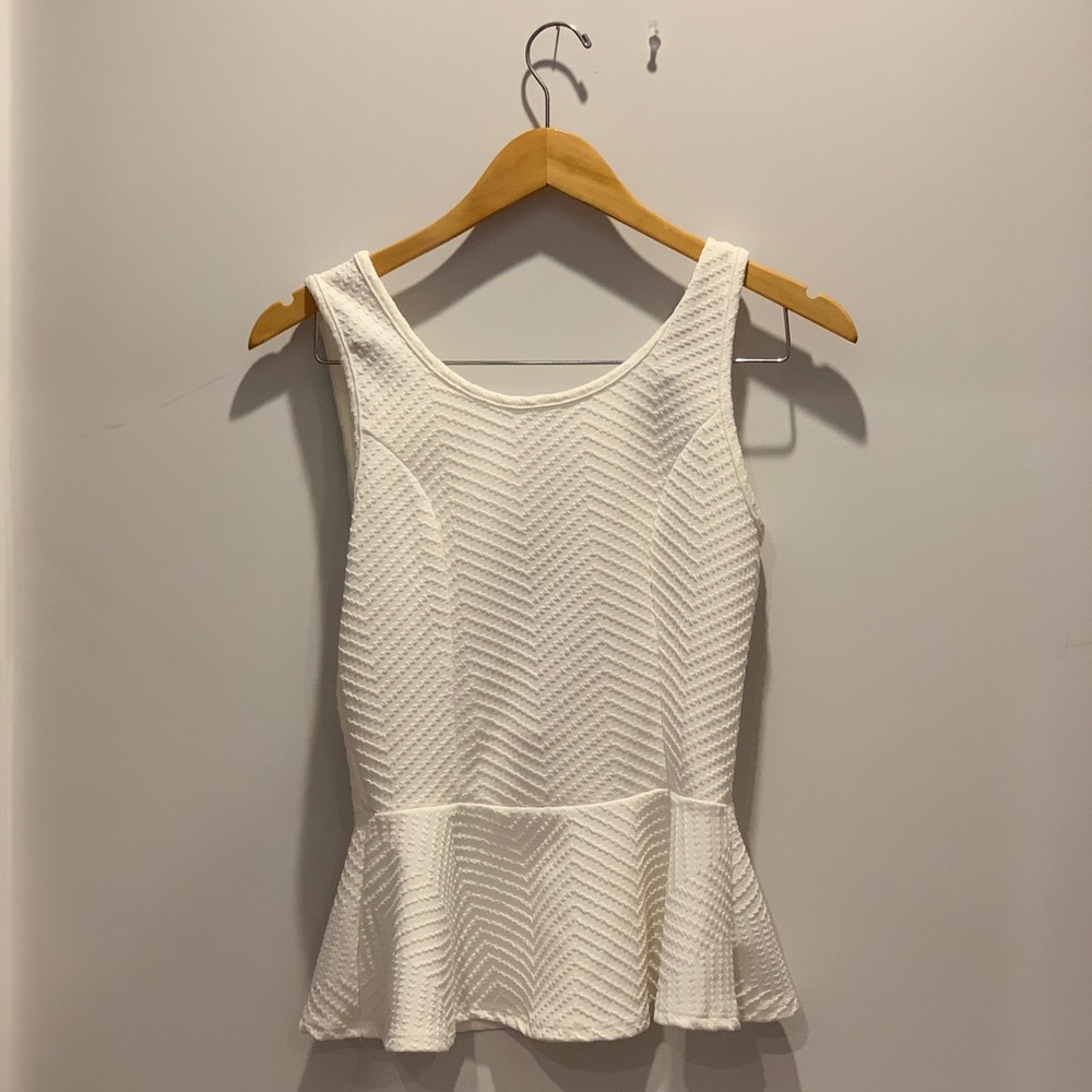 White peplum bow back top white size M
